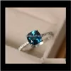 Band Drop Delivery 2021 Natuurlijke Emerald Rings for Women Sterling Sier Color 925 Ring Wedding Engagement Party Gemstone Fine Jewelr252W