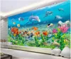 Beställnings- foto bakgrundsbilder för väggar 3D-väggmålningar undervattensvärld Dolphin Coral Reef Aquarium Barnrum TV Bakgrund Väggpapper Heminredning