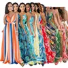 Kobieta Drukowanie Dekolt Dress Dress Moda Trend Sling Backless Maxi Dress Designer Summer Female Casual Eleganckie Szyfonowe Długość Długość