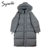 Jaquetas de inverno femininas de Syiwidii ​​Engrossar casaco longo quente com capuz de pele Chapéu coreano Moda Preto Overwear 211216