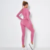 Koşu Setleri 2/4pcs Sakinsiz Kadın Yoga Set Egzersiz Spor Giyim Giyim Giysileri Fitness Uzun Kollu Mahsul Üst Yüksek Bel Tayt Spor Takım 2021