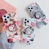 Capas de flores retrô para Samsung S20 Fe S21 S10 S8 S8 Plus A72 A52 A51 A71 Nota 20 Dobrado Titular Flexível Telefone Macio Capa