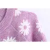 Fashion Women Cardigans Sweater Autumn Winter Flower Shape Pattern Single Breasted Casual Knit Jacket 210521