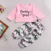 衣料品セット2本の幼児の女の子スーツの衣装のズボン秋の衣装長袖レタープリントトップ貨物パンツセット
