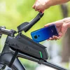 Rockbros Torba rowerowa Frontowa Rower Telefon Ekran dotykowy Siodło Wodoodporna Rama Kolarstwo 5.8 / 6 cal Akcesoria MTB 220222