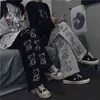 Houzhou Koreański Styl Szerokie Spodnie Nogi Kreskówki Drukuj Harajuku Spodnie Streetwear Jesień Moda Casual Dressants Kobieta 211124