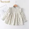 Bear Leader Autumn Mode Kinder Kleidung Mädchen Langarm T-Shirt süßes Blumendruck Muster Kinder Outfits Casual Girl Top 210708