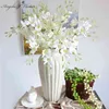 11 sztuk Europa Styl Sztuczne Cymbidium Jedwab Dekoracyjne Kwiat Bukiet Wedding Party Room Christmas Decor DIY żywy Peacock 210706