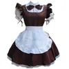 Sexy French Maid Costume Sweet Gothic Lolita Dress Anime Cosplay Sissy Maid Uniform Plus Size Halloween Costumes For Women 2021 Y0903