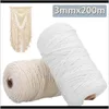 Przędza odzież tkanina odzież kropla dostawa 2021 sznur bawełniany liny dla DIY Home Textile Craft Craft Bohemian Rame Boho String Handmade Dekoracyjne ACC
