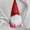7 datorer/parti juls paljetter Faceless Doll Ornament Long Beard Plush Gnome Santa Xmas Tree Door Hanging Pendants Home Nyårsfest Holiday Decorations Gift JY0648
