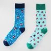Heren sokken 2 paar spot cartoon trend buis mode gelukkige meias delicate absorberende zweet ademend getijde katoen