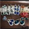 Charmörhängen smycken leverans 2021 Färgglad kristallsten Big Drop Eartrop Dress Party Accessories Light Luxury Court Earring QPSJF