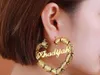 70 90mm Custom Earrings Love shape Hiphop Bamboo Hoop Earrings Customizable Heart Customize Name for Women Girls1201p