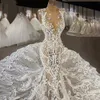 Sexy 2022 Spitze Meerjungfrau Brautkleider Brautkleider Juwel Hals appliziert Land Vestidos de Novia