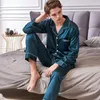 Mäns sömnkläder xifenni faux siden pyjamas man 2021 höst silkeslen is man långärmad fast färg pyjama sätter 9002
