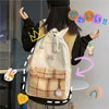 Female Canvas Backpacks for School Teenagers Girls Small Fresh Plaid Bag Kawaii Bookbag Korean College Mochilas 2110269527526