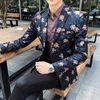 High Quality Luxury Men Blazer Casual Slim Fit Suit Jacket Fashion Flower Print Men Coat Jacket Business Dress Blazers M-5XL 210527