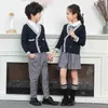 Inghilterra stile bambini ragazze cardigan lavorati a maglia cotone bambini doppio petto capispalla cappotti adolescente ragazzo blu navy uniforme scolastica 211106