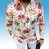 Plus la taille 3XL Hommes Polka dot vintage Chemisier Chemises À Manches Longues Automne Hawaïen Camicetta Chemise Coupe Ample Imprimé Blusa Motif Homme Vêtements Blouse