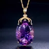 Pendant Necklaces Luxury Purple Crystal Water Drop Love Forever Necklace Wedding Engagement Fashion Jewelry Gifts