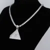 men tennis chain necklace with pendant Triangle Pyramid Iced Out Masonic Illuminati Eye hip hop Jewelry drop ship
