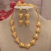 24k Dubai Gold Jewelry Conjuntos para mulheres africano Presentes de casamento de casamento de festa colar de brincos brincos anel pulseira jóias conjunto