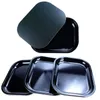 18*14cm Black smoking rolling tray with magnetic lid Tobacco storage trays plain color cigarette plate metal smoke accessory DWD10346