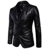 Vestes en cuir pour hommes 2 Bouton Robe formelle Costumes Mode Homme Blazers Blason Brown Brown Solide Mante Moto Manteau Jacket Mâle 220121