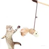 7 style Cat toys Bell feathers Pet cat tease aInteractive training of mice and birds with wooden handle cat pole Feather toys Supplies T2I52171