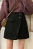 WERUERUYU Autumn Winter Women Wool Shorts Korean Fashion Irregular High Waist Shorts Skirts Ladies Casual 210608