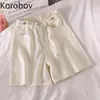 Korobov hög midja jeans kvinnor solid färg casual lös kort denim byxor kvinnlig ny chic mode all-match pantalones femme 210430