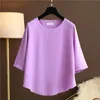 Kvinnors Blusar Plus Size Kläder Vår Sommarstil Kvinnor Lady Casual O-Neck Soild Color Chiffon Blusas Tops DM0012