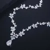 輝く水滴の女性の結婚式のジュエリーセット立方体ジルコニアの花のネックレスイヤリング高級ブライダルジュエリーT451 H1022