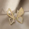 Women Girl Irregular Style Pearl Crystal Butterfly Stud Earring for Gift Party Cute Fashion Jewelry Accessories