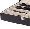 Brillen-Sonnenbrillen-Aufbewahrungsbox mit Fenster, Kunstleder, Brillen-Vitrine, Aufbewahrungsbox, Organizer, Sammler, 8 Steckplätze, GGA4246