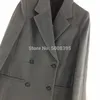 Dameswolmengsels [Elfstyle] - Vrouw Blend Volterra Peacoat Dark Gray Melange Short Coat Double Breasted revers Collar Lange mouwen