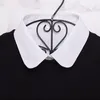 Boogbladen witblack stropdas vintage afneembare kraag shirt nep valse revers blouse top dames kleding accessoires donn22