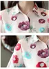 Blusa Mode Vrouwen Blouse Shirt Koreaanse Tops Herfst Lange Mouw Bloem Print Kantoor Vrouwelijke Chiffon 800F 210420