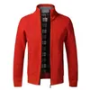 春のメンズジャケットスリムフィットスタンドの襟のジッパージャケット男性の固体綿の厚い暖かいカジュアルセーターコート男性211103