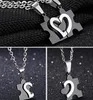 Titanium staal liefde combineren puzzel kettingen hart hanger voor paar liefhebbers zwarte ketting sieraden