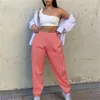 Womens 청바지 Capris Streetwear Harem 땀 바지 여성 Joggers 블랙 화이트 하이 허리 여성 숙 녀 바지 겨울 느슨한 트랙