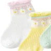 Morango Children's Curto Laço Bebê Peúgas Cor Solida Curly Sock Seção Fina Suor-absorvente Respirável Primavera Princesa 1875 Y2