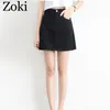 Zoki sexy mulheres denim mini saia moda verão cintura alta coreano preto azul pacote hip jeans harajuku plus size algodão 220224