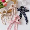 Girls Floral Hair Scrunchie Boutique Impressa Elastic HairBand Big Ribbon Tassel Railt Women Bandas de cabelo A70963071263