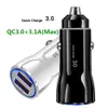 Быстрая быстрая зарядка двойная USB -порты Car Charger QC3.0 36W 30W Auto Power Adapters для iPhone 11 13 14 15 Pro Samsung HTC Android Phone GPS ПК