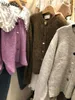 Retro Chic Botão requintado O-pescoço Kintted suéteres mulheres cor sólida outono casaco casaco quente moda quente cardigan 210422