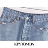 Vrouwen chique mode geribbelde kwast denim bermuda shorts mid-rise button-fly vrouwelijke korte jeans mujer 210420