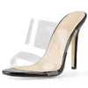 Sandaler Lovirs Kvinnors Tunna Heeled Open Toe Basic Slingback PVC 10cm High Heel Shoes Bröllopsklänning Plus Storlek 5-15