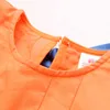 Été 2 3 4 5 6 7 8 9 10 ans doux mignon solide couleur orange courte évasée trompette manches chemisier chemise pour bébé enfants fille 210529